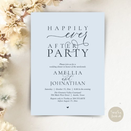 Happily Ever After Party Wedding Elopement Dinner Invitation