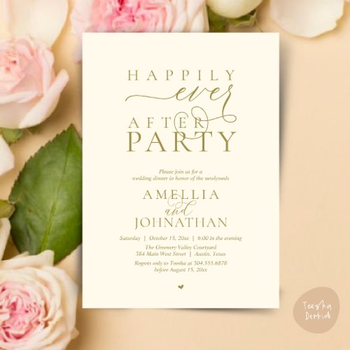 Happily Ever After Party Wedding Elopement Dinner Invitation