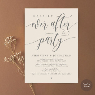 Happily Ever After Party, Wedding Elopement Dinner Invitation