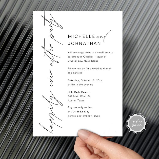 Happily Ever After Party, Wedding Elopement Dinner Invitation (Happily Ever After Party, Wedding Elopement Dinner Invitation Card, Digital template download.)