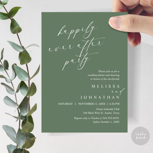 Happily Ever After Party Wedding Elopement Dinner Invitation