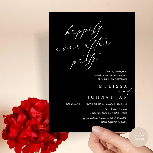 Happily Ever After Party Wedding Elopement Dinner Invitation