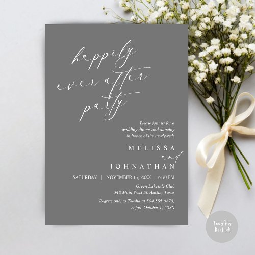 Happily Ever After Party Wedding Elopement Dinner Invitation