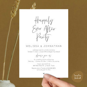 Happily Ever After Party, Wedding Elopement Dinner Invitation