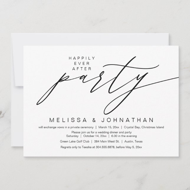 Happily Ever After Party, Wedding Elopement Invitation (Front)