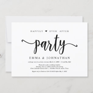 Happily ever after party, wedding elopement invitation