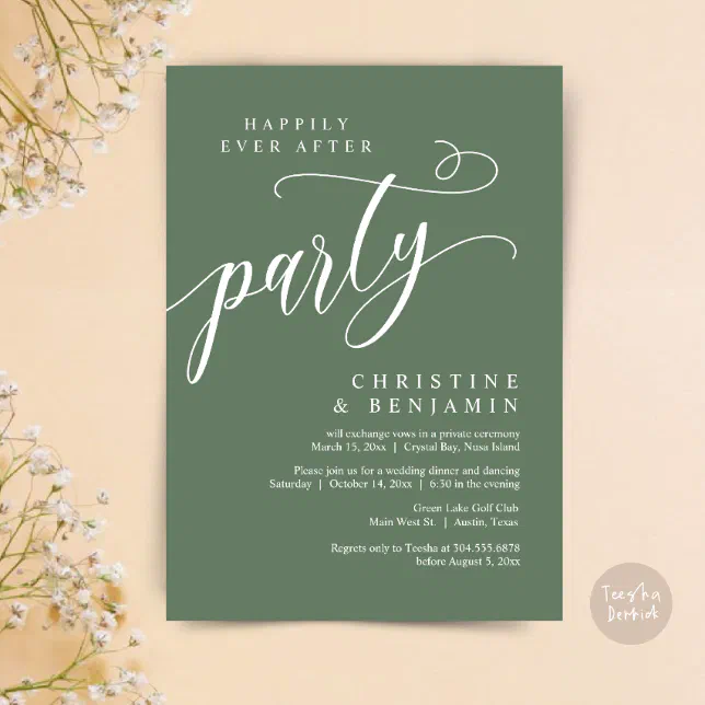 Happily Ever After Party, Wedding Elopement Invitation | Zazzle