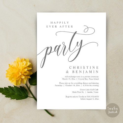 Happily Ever After Party Wedding Elopement Invitation