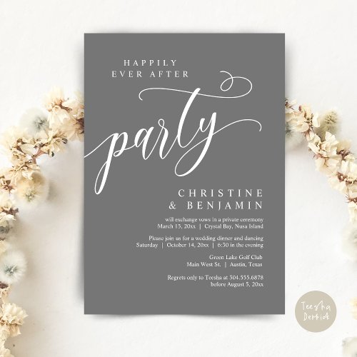 Happily Ever After Party Wedding Elopement Invitation