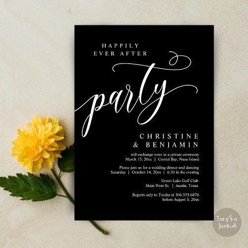 Happily Ever After Party Wedding Elopement Invitation