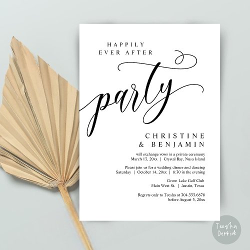 Happily Ever After Party Wedding Elopement Invitation