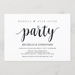 Happily ever after party, wedding elopement invite