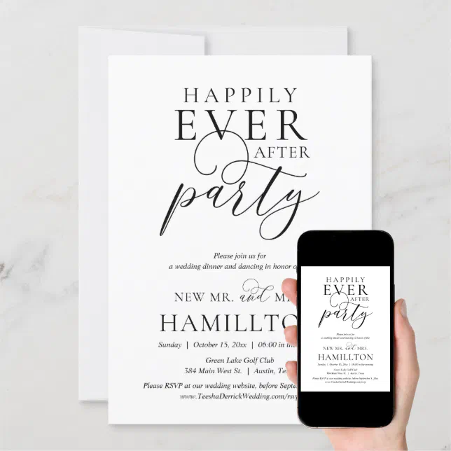 Happily Ever After Party, Wedding Elopement Party Invitation | Zazzle