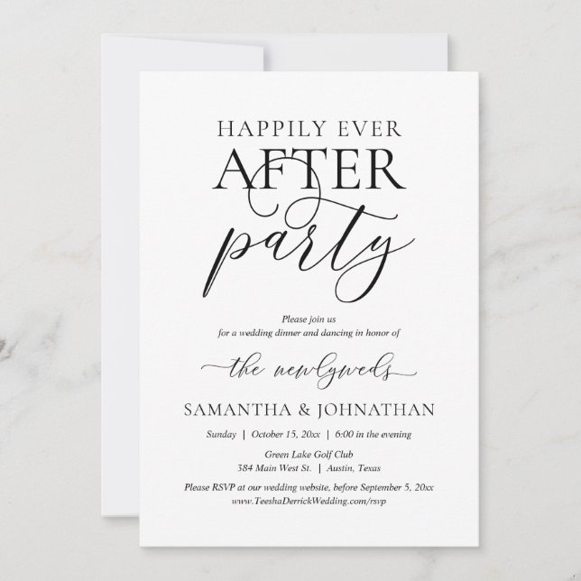 Happily Ever After Party, Wedding Elopement Party Invitation (Front)