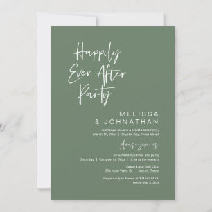 Happily Ever After Party, Wedding Elopement, Sage Invitation