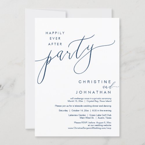 Happily Ever After Party Wedding Elopement Script Invitation
