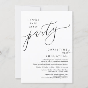 Happily Ever After Party, Wedding Elopement Script Invitation