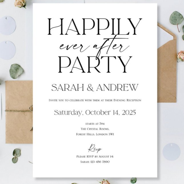 Happily Ever After Party Wedding Invitation Recept (Creator Uploaded)