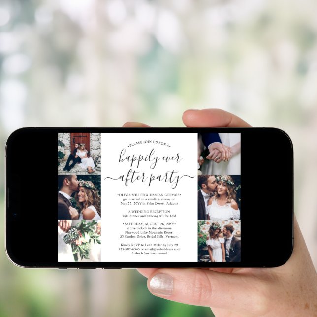 Happily Ever After Party Wedding Reception 7 Photo Invitation (Front Digital)