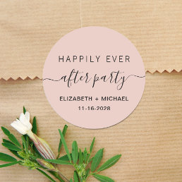 Happily Ever After Party Wedding Reception Blush Classic Round Sticker