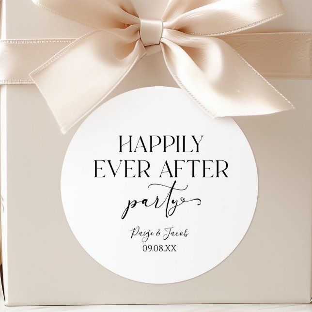 Happily Ever After Party Wedding Reception Classic Round Sticker (Creator Uploaded)