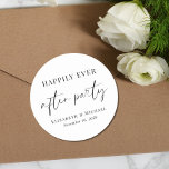 Happily Ever After Party Wedding Reception Classic Round Sticker<br><div class="desc">A chic sticker for your wedding reception invitations and party favors with "Happily Ever After Party" in a mix of a modern script and elegant typography,  your names and wedding date.</div>