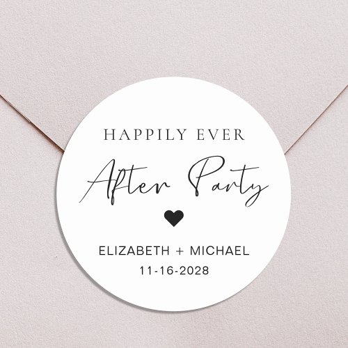 Happily Ever After Party Wedding Reception Classic Round Sticker