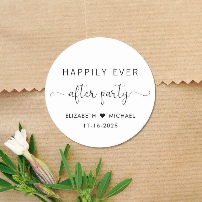 Happily Ever After Party Wedding Reception Classic Round Sticker (Creator Uploaded)