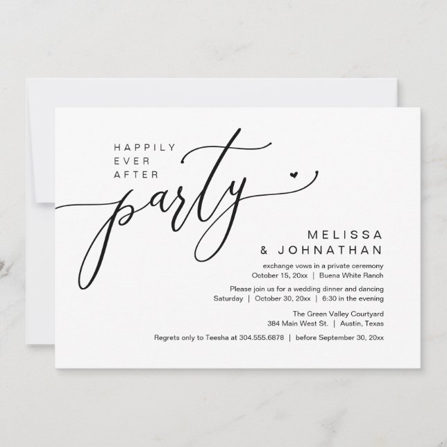 Happily Ever After Party Wedding Reception Dinner Invitation (Front)