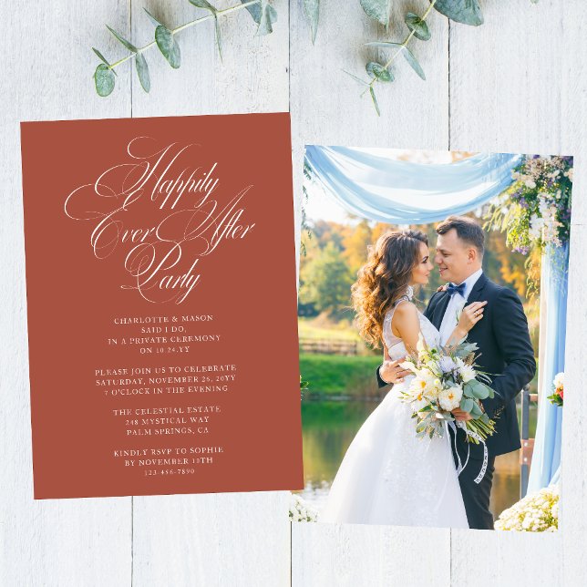 Happily Ever After Party Wedding Reception Elegant Invitation (Creator Uploaded)