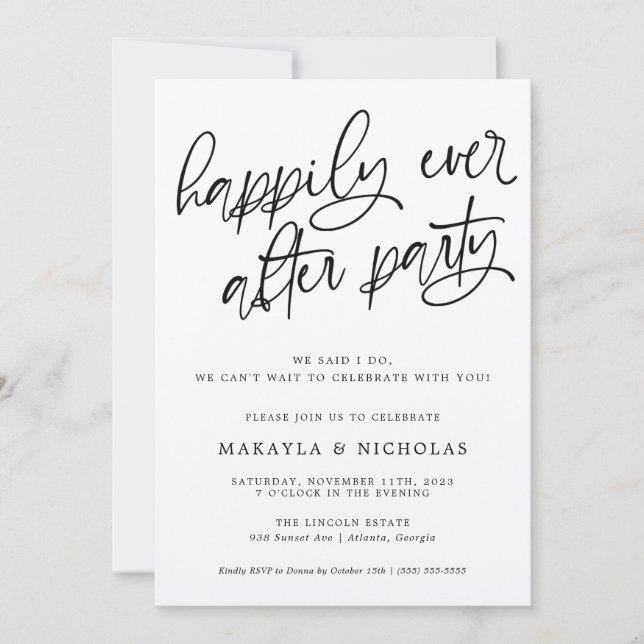 Happily Ever After Party Wedding Reception Invitation (Front)