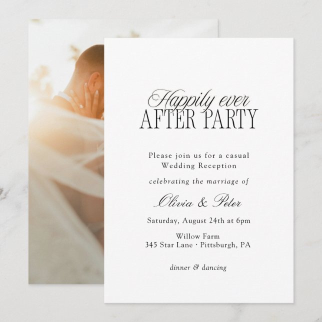 Happily Ever After Party Wedding Reception Invitation (Front/Back)