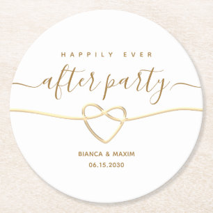 Happily Ever After Party Wedding Reception Round Paper Coaster
