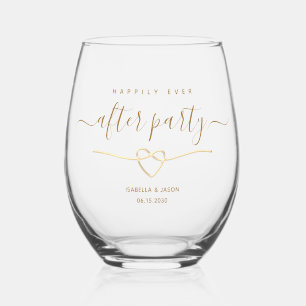 Happily Ever After Party Wedding Reception Stemless Wine Glass