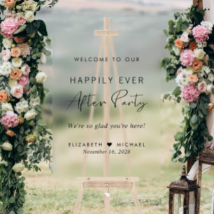 Happily Ever After Party Wedding Reception Welcome Acrylic Sign