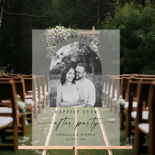 Happily Ever After Party Wedding Welcome Acrylic Sign