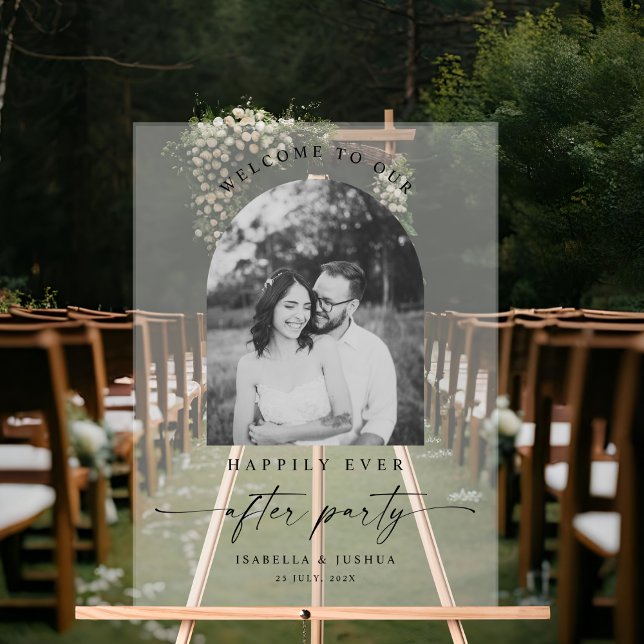 Happily Ever After Party Wedding Welcome Acrylic Sign (Creator Uploaded)