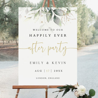 Happily Ever After Party Welcome Sign, Greenery We Foam Board