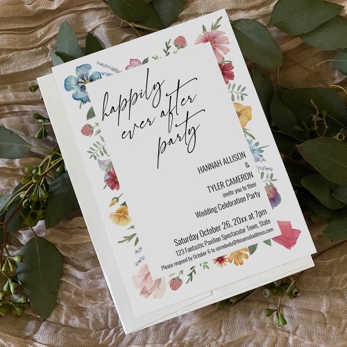 Happily Ever After Party Wildflower Reception Invitation