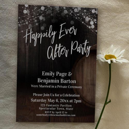 Happily Ever After Party Wine Barrel and Lights Invitation