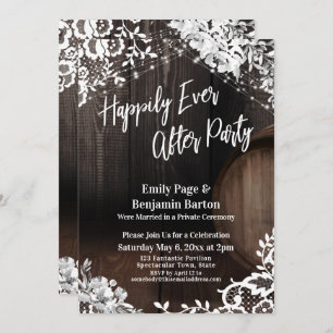 Happily Ever After Party Wine Barrel Lace & Lights Invitation