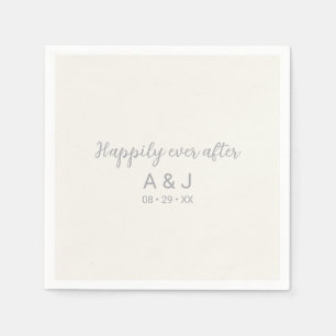 Happily Ever After Pearl White Silver Monogrammed Napkins