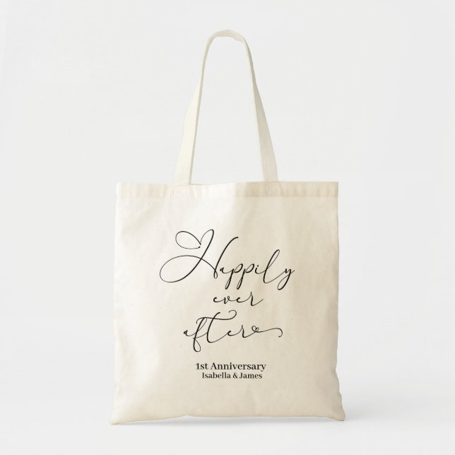 Happily Ever After Personalized 1st Anniversary Tote Bag (Front)