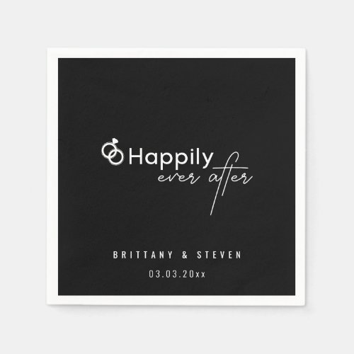 Happily ever after Personalized Modern Wedding  Napkins