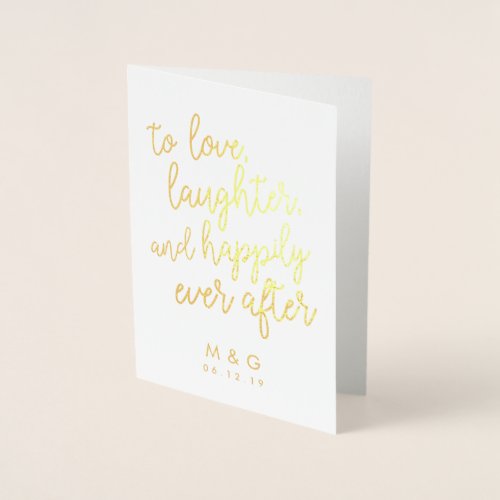Happily Ever After  Personalized Wedding Gold Foil Card