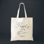 Happily Ever After Personalized Wedding Welcome  Tote Bag<br><div class="desc">A romantic and elegant calligraphy script on this wedding welcome tote bag, wedding party tote, anniversary celebration tote bag or honeymoon tote bag, makes a special keepsake wedding favor gift for the happy couple and their wedding guests. Personalize with the names of the bride and groom and their wedding date...</div>