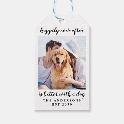 Happily Ever After Pet Photo Dog Wedding Gift Tags
