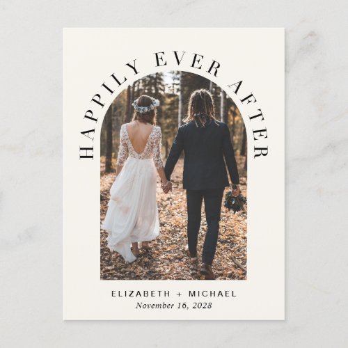 Happily Ever After Photo Arch Wedding Reception Announcement Postcard