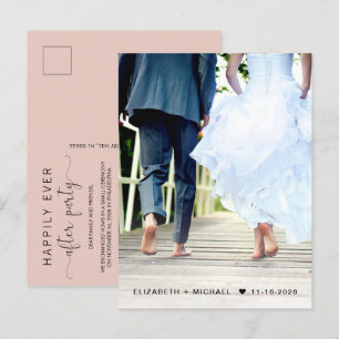 Happily Ever After Photo Blush Reception Invitation Postcard