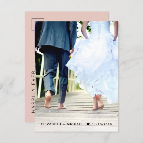 Happily Ever After Photo Blush Reception Invitation Postcard